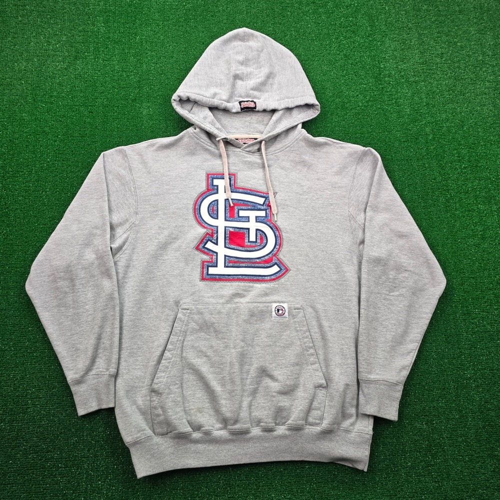 St Louis Cardinals Hoodie Mens Medium Gray‎ Sweatshirt Pullover MLB Baseball